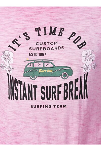 LİMON COMPANY Limon Bisiklet Yaka Basic Fuşya Erkekt-shirt - Surfing