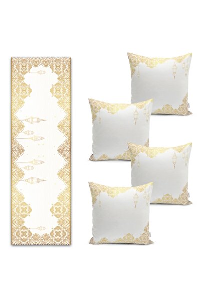 Realhomes Arap Feneri Tasarımlı Dijital Baskılı Runner & Kırlent Kılıfı Seti