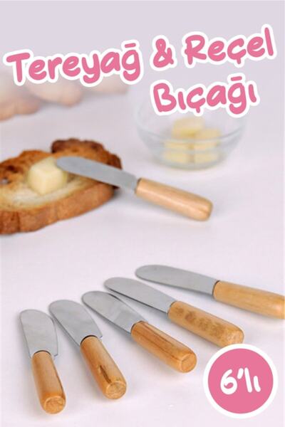 Anadolu Saray Çarşısı 6'lı Ahşap Saplı Mini Reçel Ve Tereyağı Bıçağı Ahşap Sa...