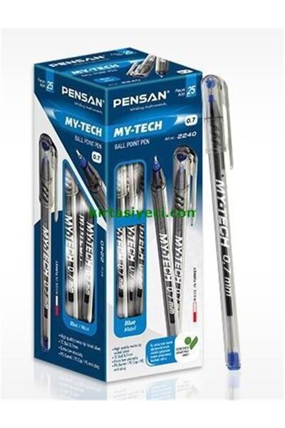 Pensan My-Tech 0.7 mm Blue Ballpoint Pen - 25 Pieces