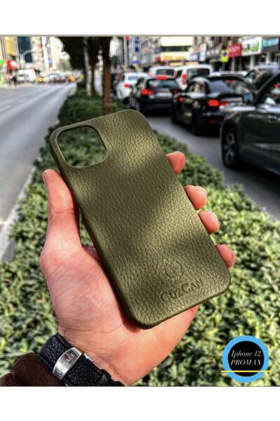 CüzCan Green Iphone 12 Promax Hakiki Deri Telefon Kılıfı