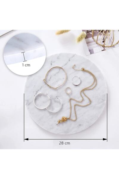 Sümeyra Marble Art رف عرض رخام دائري من فيفا مقاس 28 سم