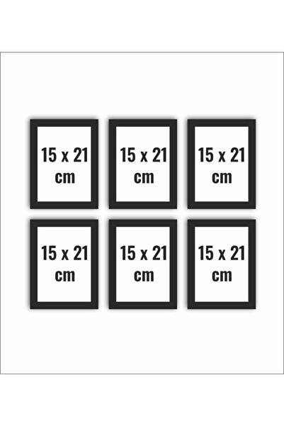 AS TİCARET 6 Adet 15x21 Siyah Çerçeve Seti 6 Adet (A5)15x21 Ayaklı Model