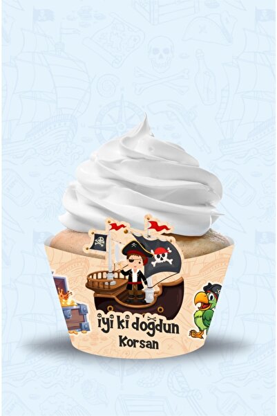 neşeli günlerim Pirate Concept Cupcake Wrap 8 Pack