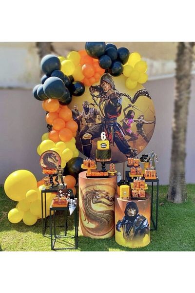 LOTUS PARTY 100 Pieces Metallic Yellow Black Orange Balloon Chain