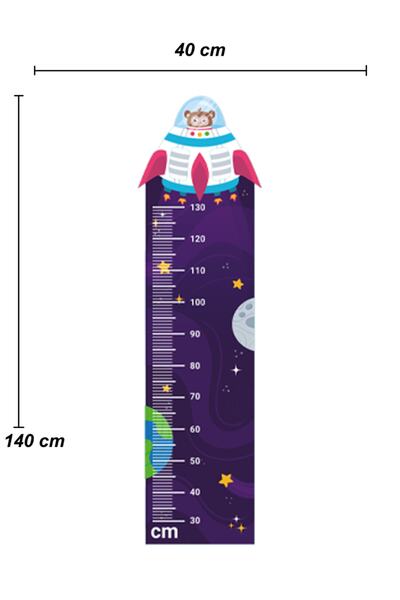 Sepet Yıldızı Ufolu Maymun Çocuk Odası Boy Ölçer Sticker 40x140 Cm