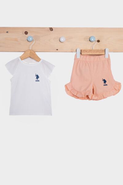 U.S. Polo Assn. طقم تي شيرت للأطفال من يو إس بولو - كريمي