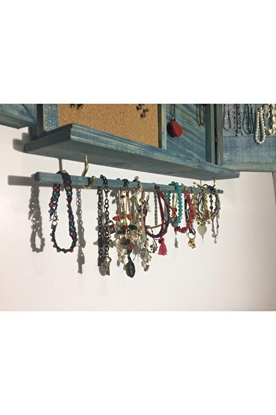 MONTEMO Ahşap Takı Dolabı-mücevher Dolabı-aksesuar Dolabı-aynalı Dolap-doğal Ahşap-düzenleyici Dolap