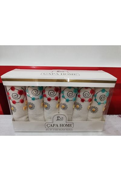 Çapa Home Set of 6 Laced Dowry Kitchen Towels