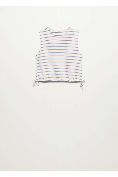 MANGO Woman Γυναικείο μπλουζάκι ουρανού μπλε βαμβακερό ριγέ