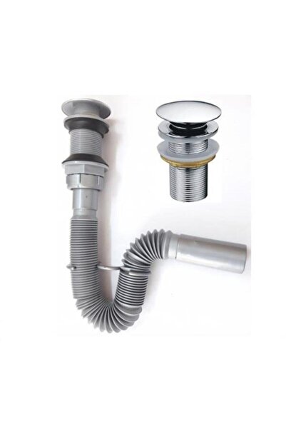 İstanbul E-Hırdavat Paslanmaz Stoplu Pop Up Bas Aç Körüklü Lavabo Sifonu