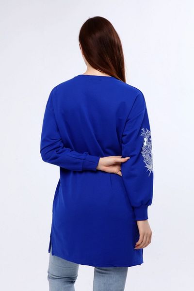 Birol Triko Women's Patterned Saks Blue Tunic