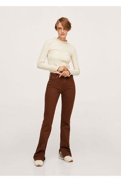 MANGO Woman Gathered Collar T-Shirt