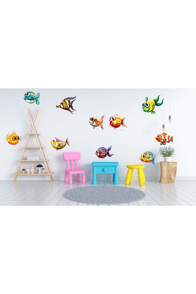 Sepet Yıldızı Autocolant Duar Pești Drăguți 85x55 Cm - Camera Copiilor