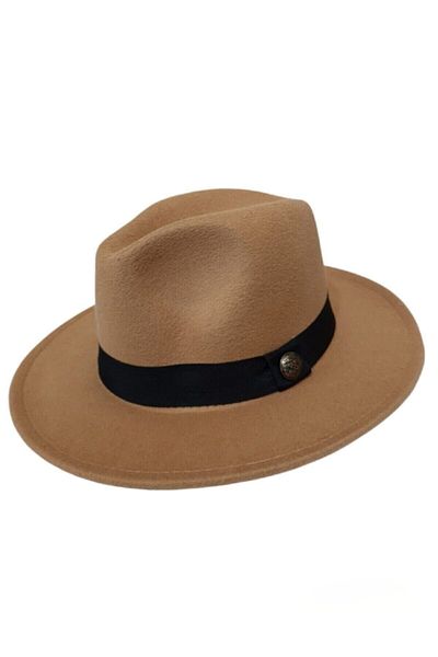huma butik Unisex Tan Fedora Hat