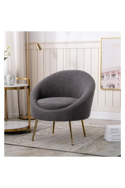 S Home Design Concept Lucca Elips Berjer Gümüş Ayak Teddy, Gri