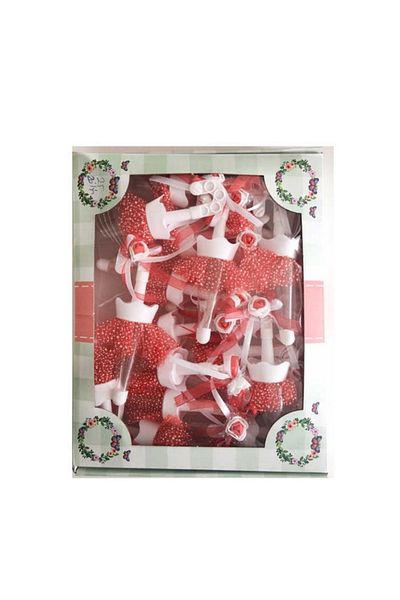 Acar Süs Henna Decorated Umbrella Box Red 20 Pieces
