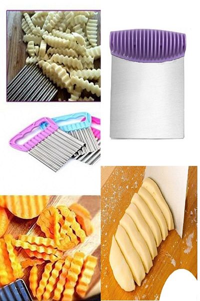 safestore Patterned Handle Spatula Dough Cutter + Shaped Potato Chips Cutter and Vegetable Fruit Chopper
