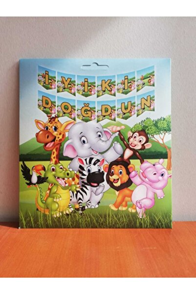 Cadde Süs Zastava sa natpisom "Srećan rođendan" u safari temi