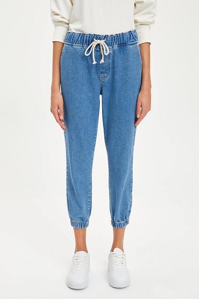 DeFacto Women's Blue Jogger Washed Jean Pants S2087AZ20AU