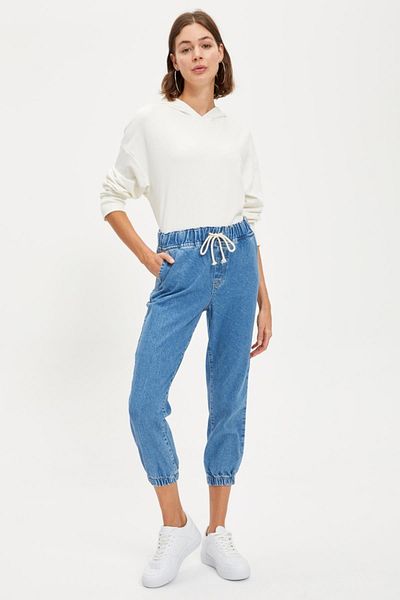 DeFacto Women's Blue Jogger Washed Jean Pants S2087AZ20AU