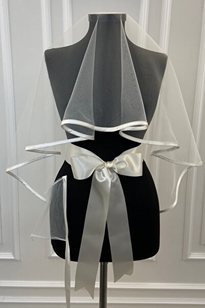 ZEYMERADE طقم حجاب زفاف مضلع باللون الأبيض الفاتح