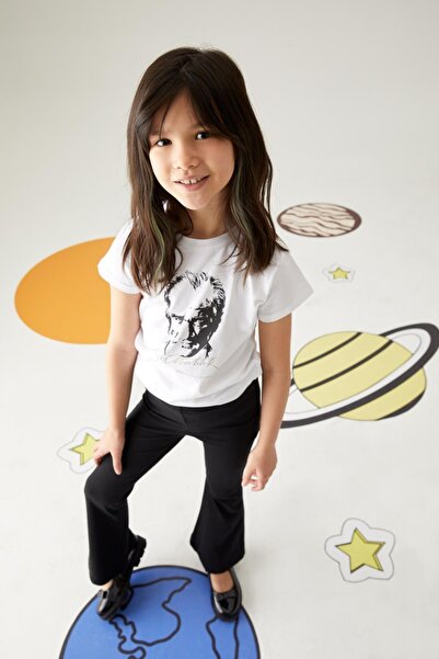 DeFacto Κοριτσίστικο κοντομάνικο μπλουζάκι με στάμπα Atatürk