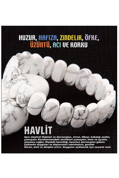 OSMANLI DOĞAL TAŞ Certified Howlite Natural Stone Bracelet B724