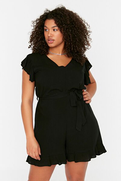 Trendyol Curve Plus Size Jumpsuit - Black - Casual