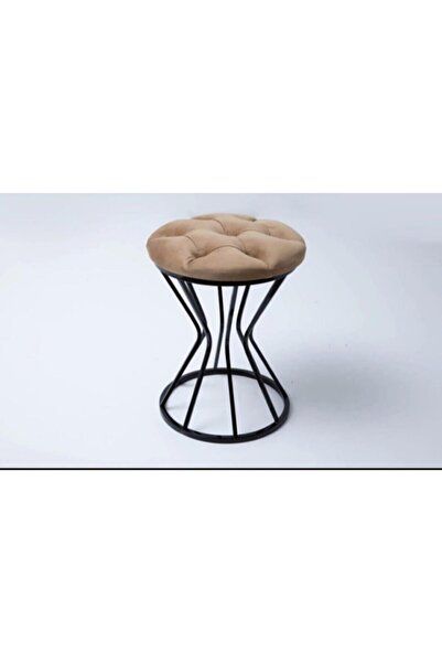 aldagelsin Metal Ayaklı Lüks Puf Tabure Kara Inci