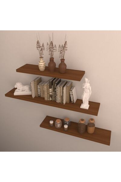 RAFKESTİR 3 Lü Raf Set ( 90 - 70 - 50 ) Hareli Ceviz (mat)