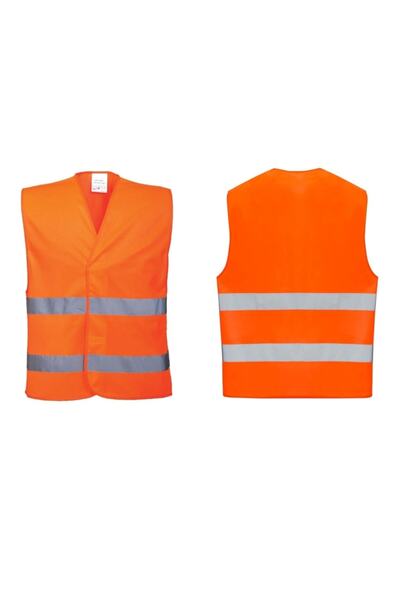 Fatih iş elbiseleri سترة تحذيرية للعمال سترة عاكسة برتقالية 10 قطع