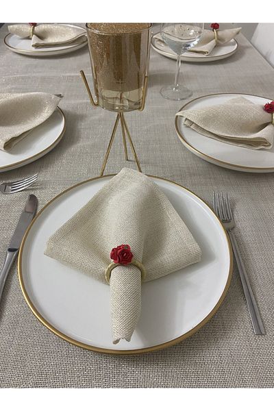 Zeren Home Λινό Look Linen Glitter Χαρτοπετσέτα Χρυσή 35 Χ 35