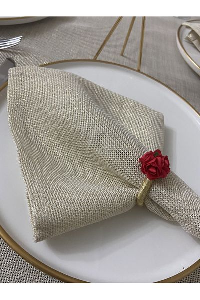 Zeren Home Λινό Look Linen Glitter Χαρτοπετσέτα Χρυσή 35 Χ 35