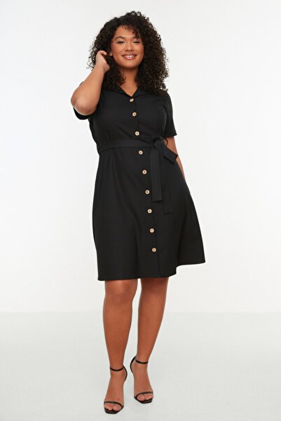 Trendyol Curve Plus Size Dress - Black - Shirt dress