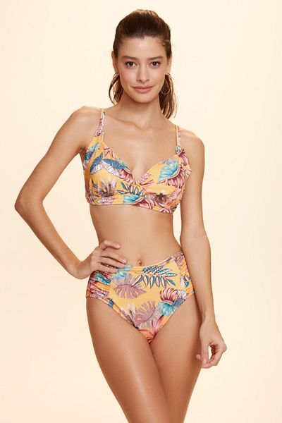 No Gossip Bardot High Waist Bikini Single Bottom Leaf Pattern229204