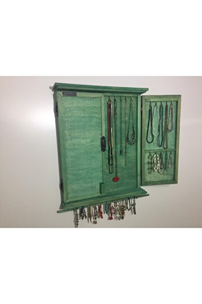 MONTEMO Ahşap Takı Dolabı-mücevher Dolabı-aksesuar Dolabı-aynalı Dolap-doğal Ahşap-düzenleyici Dolap