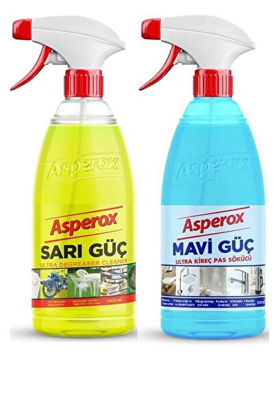 ASPEROX Mavi Güç Ultra Kireç Ve Pas Sökücü X Sarı Güç Ultra Yağ Çözücü 1 Lt Sprey