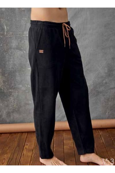 KLY - Plus Size, με τσέπες, ίσια πόδια, φόρμα παντελονιού, ελαστική μέση και κορδόνι, ανδρικό φλις παντελόνι