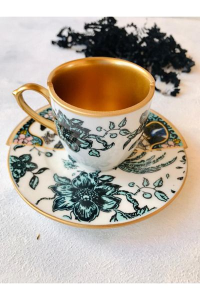 Arı Ev Two Patterned Double Pattern Seremony Series Single Coffee Cup
