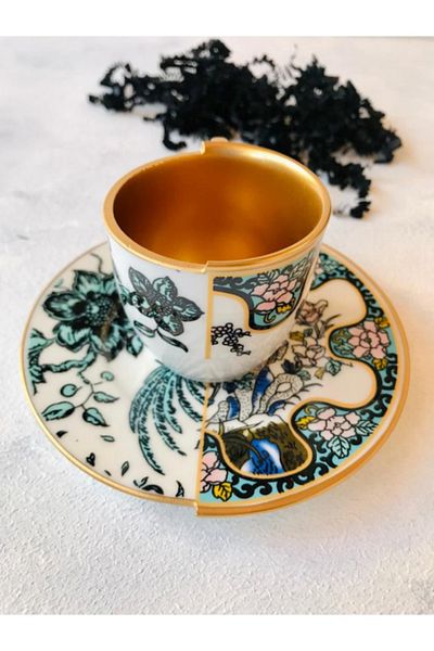 Arı Ev Two Patterned Double Pattern Seremony Series Single Coffee Cup