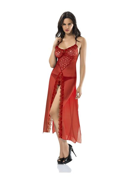 Sistina Red Long Tulle Fancy Nightgown Shoes S-222