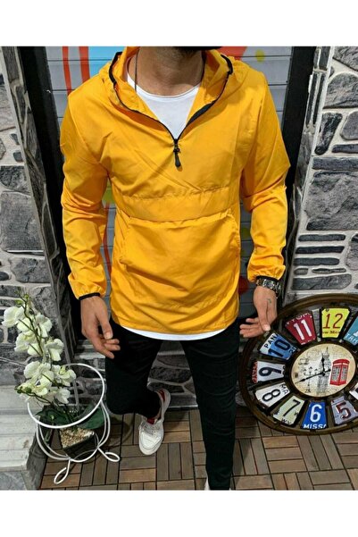 roofmen Unisex κίτρινο αδιάβροχο παλτό με προστασία από τον αέρα