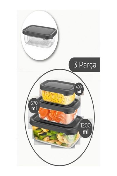 Cagla Homes Set of 3 Leak Proof Locked Smoked Plastic Food Storage Containers