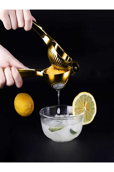 Cagla Homes Lemon Squeezer Cast Iron Orange Citrus Squeezer Gold Luxury Real Cast Large 23 Cm Height X 8 Cm Diameter
