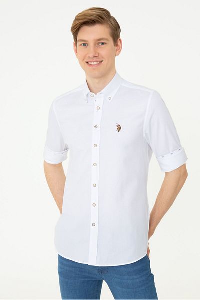 U.S. Polo Assn. Ανδρικό λευκό πουκάμισο