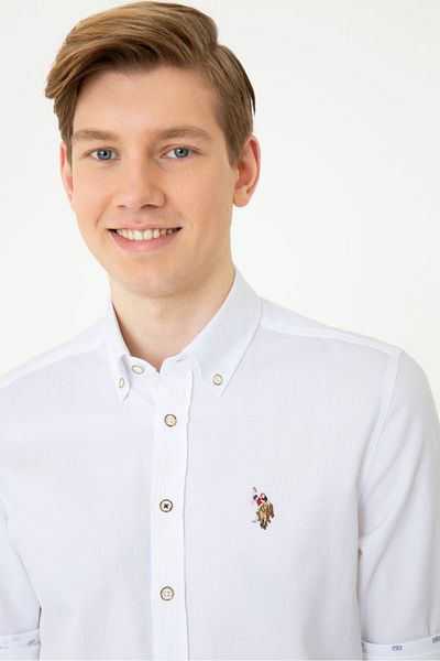 U.S. Polo Assn. Ανδρικό λευκό πουκάμισο