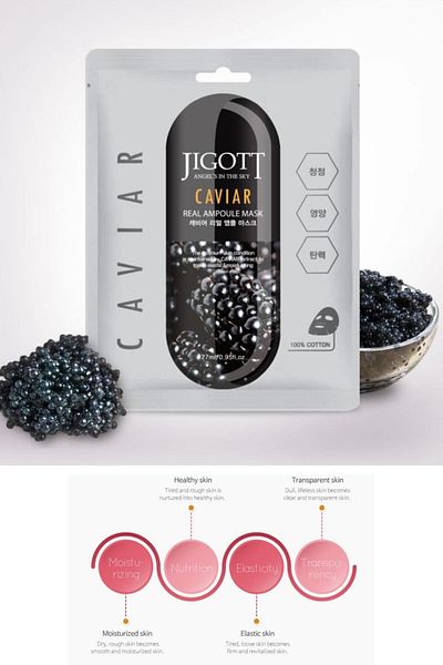Jigott Caviar Moisturizing and Repairing Real Ampoule Mask