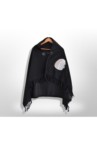 snooddy Hedgehog Design Printed Button Detailed Wearable Fleece TV Blanket with Backpack Gift