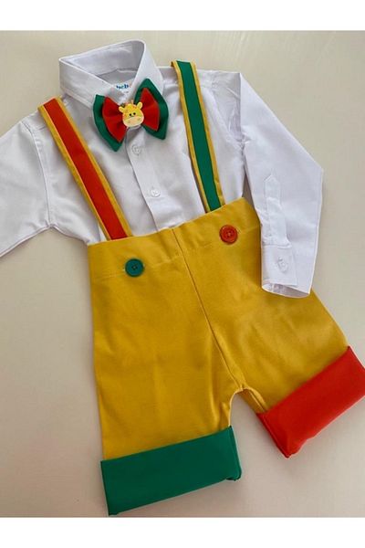 tubibebe Shirt Excluded.safari Colorful Shorts Salopet Set (SALOPET AND BOW TIE - SHIRT EXCLUDED.)